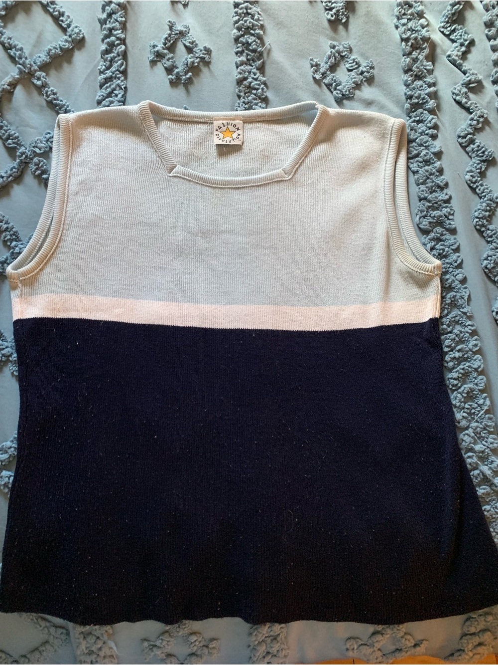 Y2K Colorblock Knit Vest - Vintage Sleeveless Sweater Top - Coastal Academia